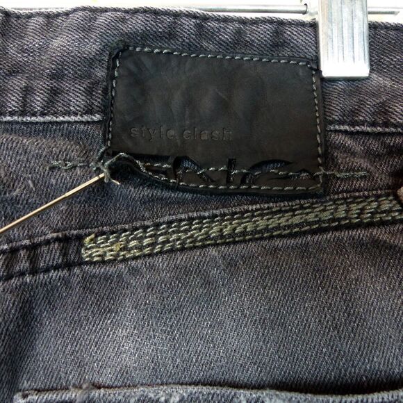 Energie Sixty Y2K Marrey Jean Men 30x28.5 Black Distress Relaxed Button Fly Rock - Picture 11 of 12